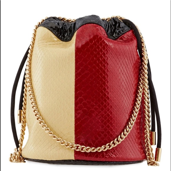 Gucci Zumi Tricolored Snakeskin Drawstring Crossbody Bucket Bag 576432 - Picture 8 of 9